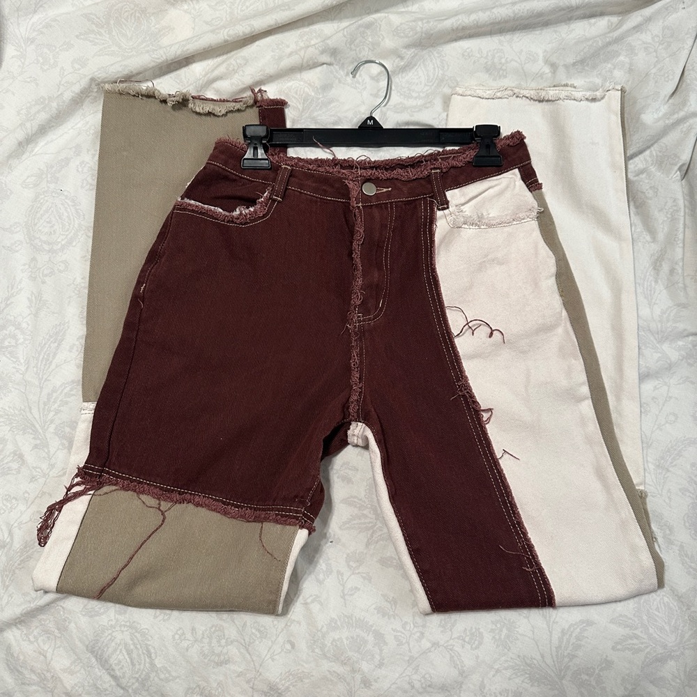 Brown patchwork pants